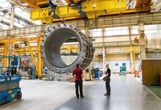 A GE Vernova synchronous condenser under construction (©️ 2025 GE Vernova)