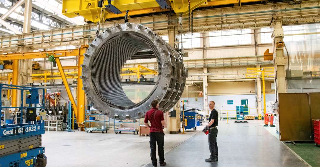 A GE Vernova synchronous condenser under construction (©️ 2025 GE Vernova)