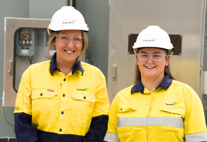 Transgrid Delivery Manager Stephanie Puttock and apprentice substation technician Hayley Putland
