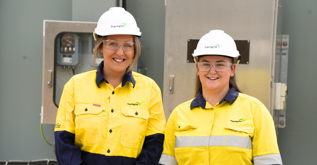 Transgrid Delivery Manager Stephanie Puttock and apprentice substation technician Hayley Putland