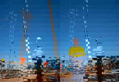 Brett Redman and tower installation on the EnergyConnect project